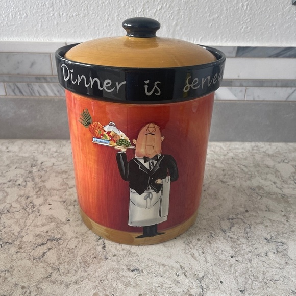 Dinner‎ Is Served Large Canister 8' with Lid - Picture 1 of 9